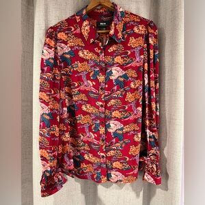 Maeve woman’s bird Patterned Button-Down Shirt
